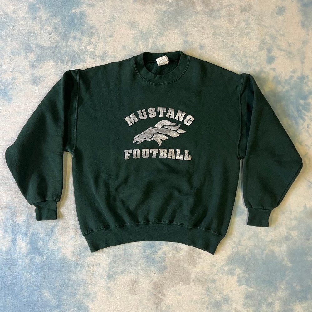 Large Hunter Green Mustang Football Sweatshirt
